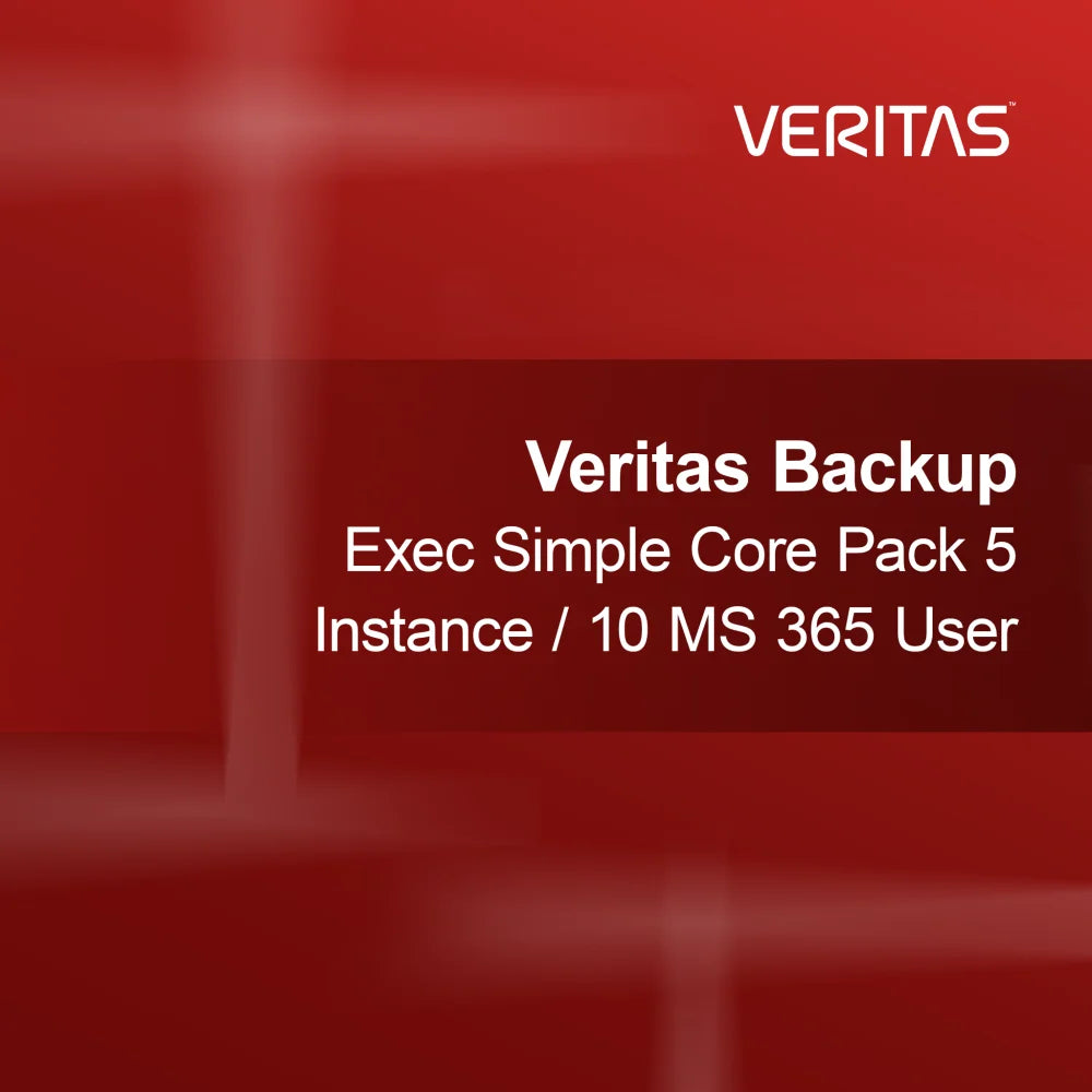 Pachet de bază simplu Veritas Backup Exec 5 instanțe / 10 utilizatori MS 365